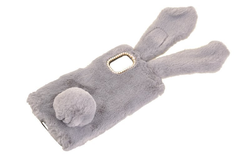 Etui z futerkiem króliczek do Samsung Galaxy M51 szary - ZalewMobile