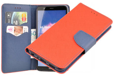 Etui portfel Fancy Case do Huawei P Smart FIG-LX1 czerwony
